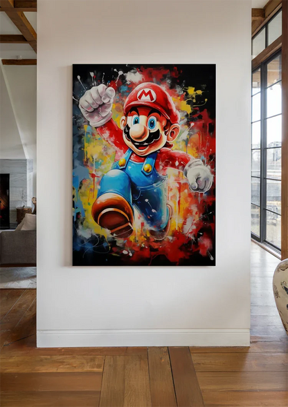 Super Mario Colorful Pop Art Paint Splashes Vivid Painting