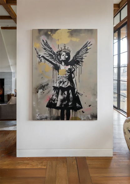 Meisje met Vleugels Kroon en Zwaard Schilderij