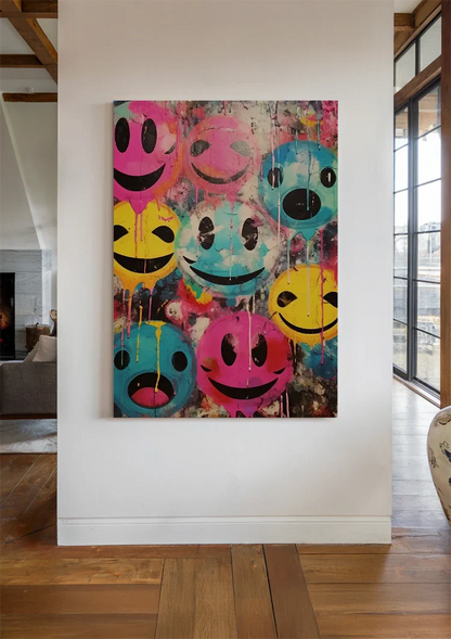 Colorful Graffiti Smiley Faces Painting