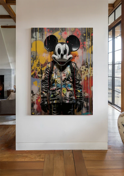 Grunge Cartoon Maus Straßenkunst Bunte Farbspritzer Malerei