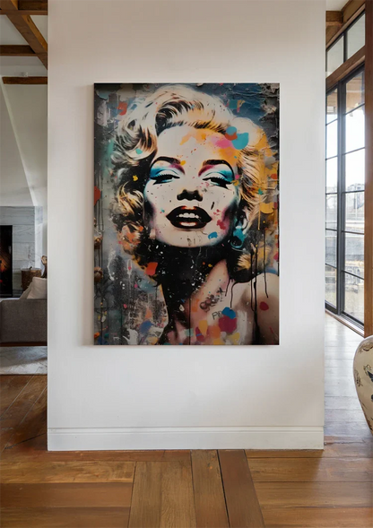 Marilyn Monroe Portrait with Colorful Paint Accents Painting
