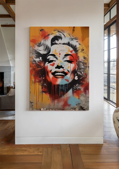 Marilyn Monroe Graffiti Portrait Orange Red Painting