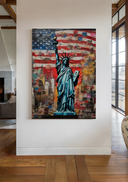 Statue of Liberty New York American Flag Pop Art Painting