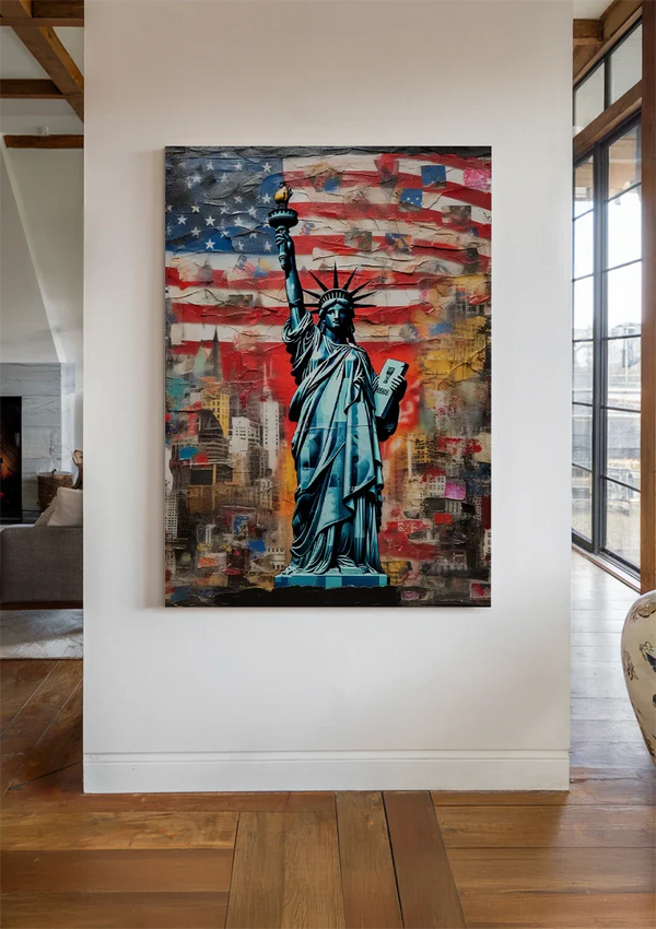 Statue of Liberty New York American Flag Pop Art Painting