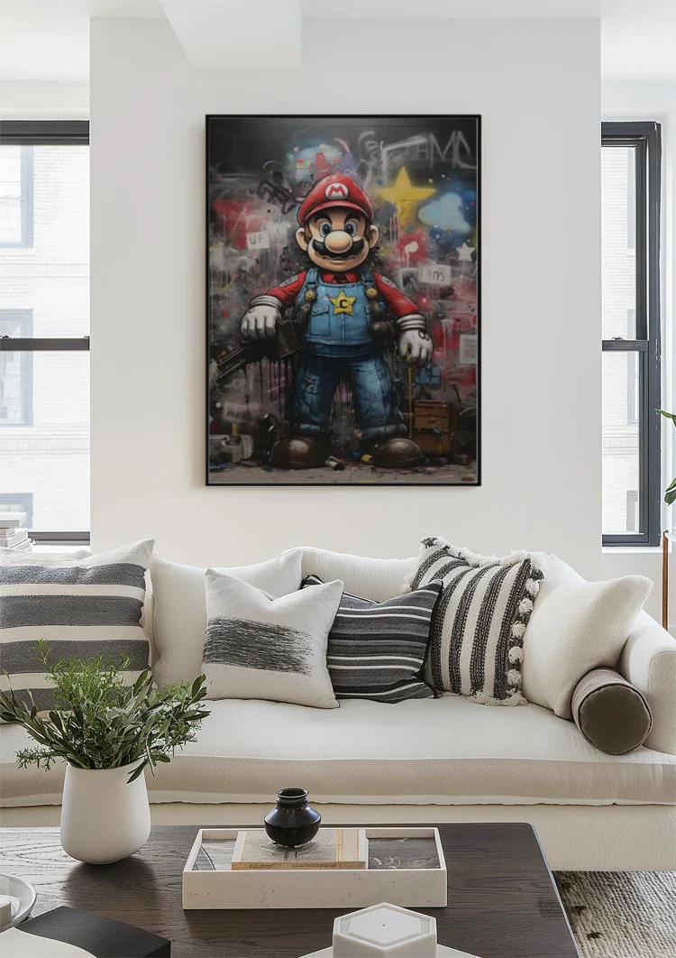 Super Mario Graffiti Street Art Portrait Painting