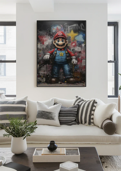 Super Mario Graffiti Street Art Portrait Painting