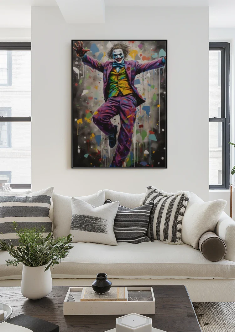 Colorful Clown in Purple Suit Graffiti Pop Art Painting