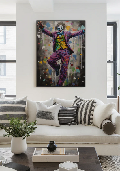 Colorful Clown in Purple Suit Graffiti Pop Art Painting