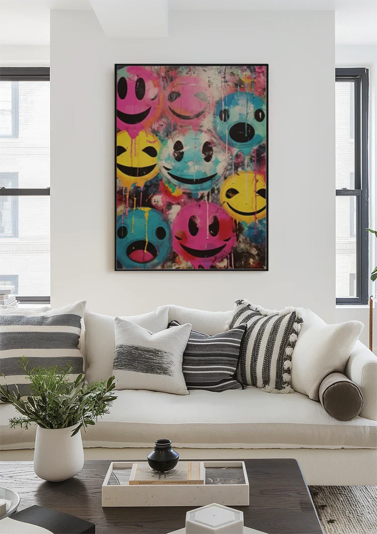 Colorful Graffiti Smiley Faces Painting