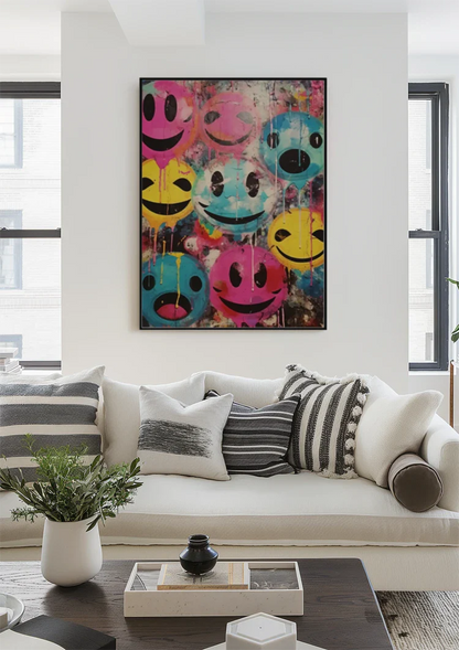 Colorful Graffiti Smiley Faces Painting
