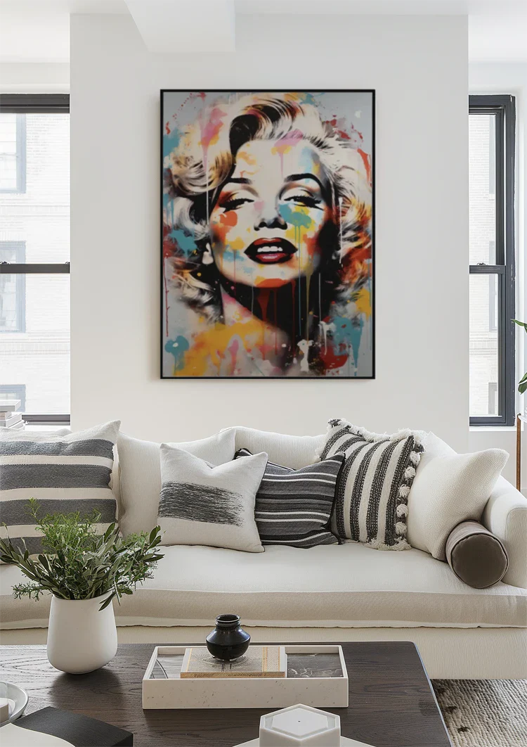 Marilyn Monroe Portrait with Paint Splatters Pop-Art Painting