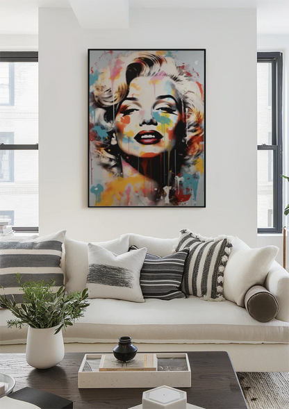 Marilyn Monroe Portrait with Paint Splatters Pop-Art Painting