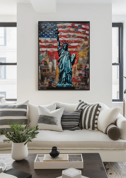 Statue of Liberty New York American Flag Pop Art Painting