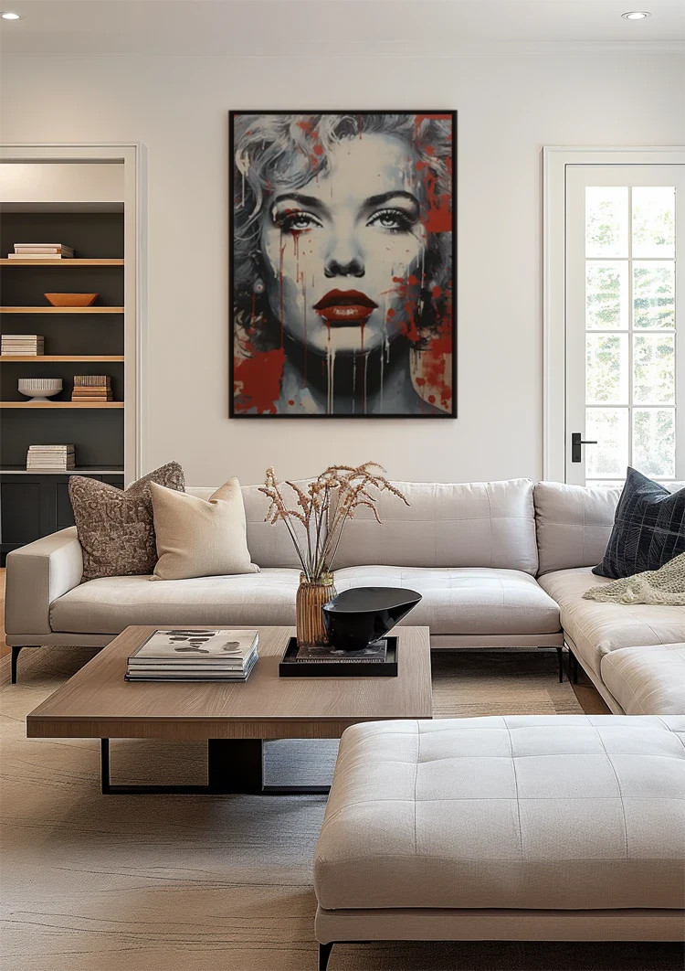 Frauenporträt Rote Lippen Graffiti Street Art Gemälde