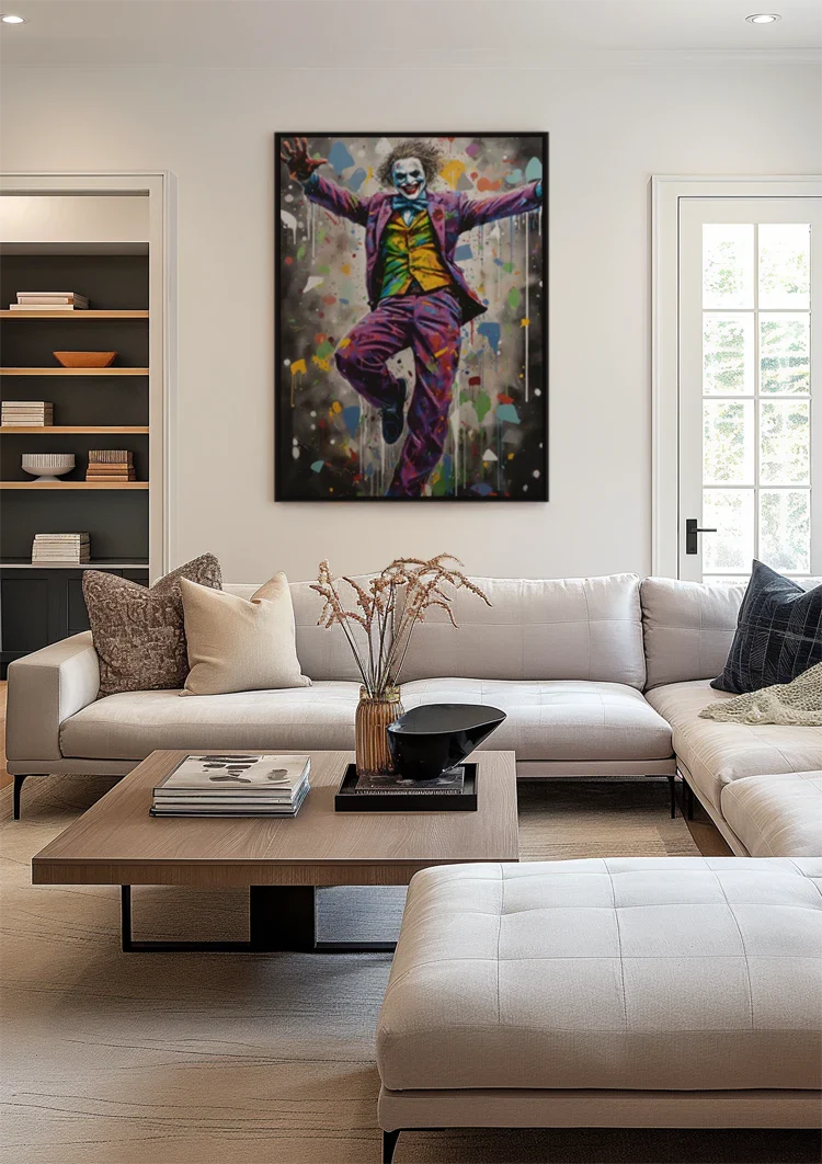 Colorful Clown in Purple Suit Graffiti Pop Art Painting