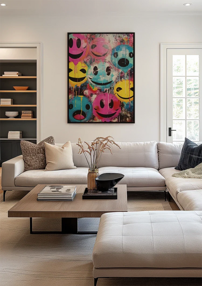 Colorful Graffiti Smiley Faces Painting