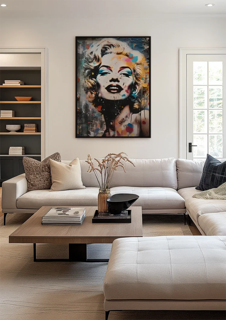 Marilyn Monroe Portrait with Colorful Paint Accents Painting