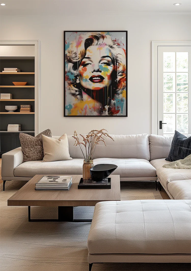 Marilyn Monroe Portrait with Paint Splatters Pop-Art Painting