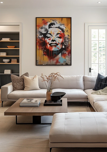 Marilyn Monroe Graffiti Portrait Orange Red Painting