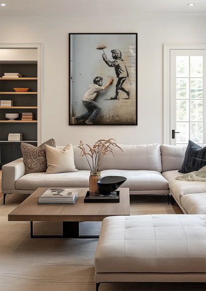 Graffiti Artist Paints Figure on Wall Street Art Painting