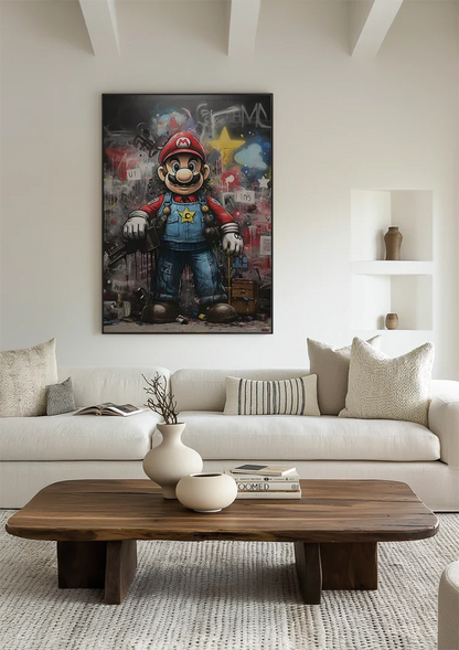 Super Mario Graffiti Street Art Portrait Painting