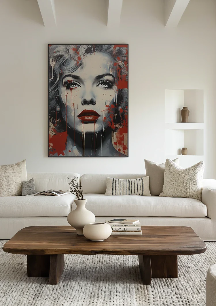 Frauenporträt Rote Lippen Graffiti Street Art Gemälde