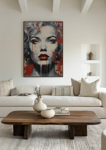 Frauenporträt Rote Lippen Graffiti Street Art Gemälde