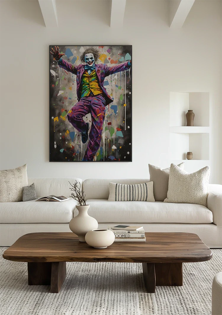 Colorful Clown in Purple Suit Graffiti Pop Art Painting
