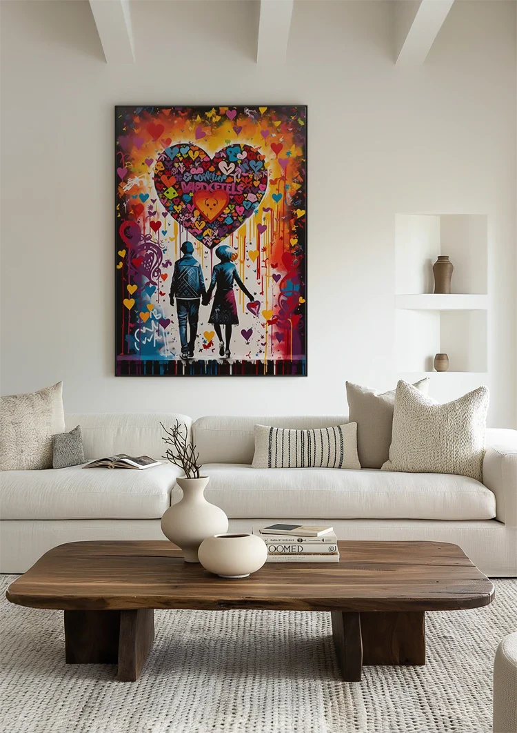 Set Colorful Hearts Graffiti Street Love Pop Art Painting