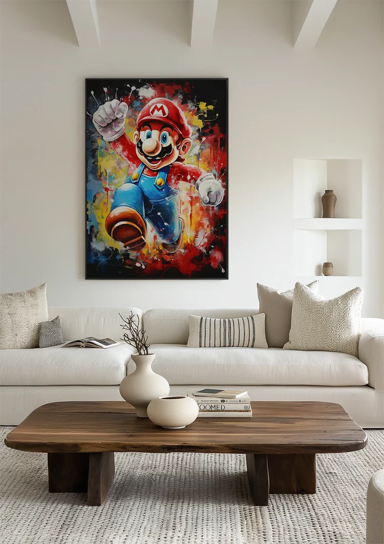 Super Mario Colorful Pop Art Paint Splashes Vivid Painting