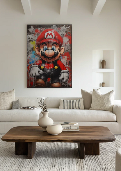 Mario Graffiti Straatkunst Kleurrijk Verfdrip Pop Art Schilderij