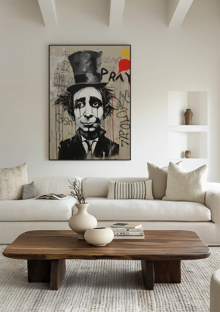 Melancholy Man with Top Hat Street Art Painting