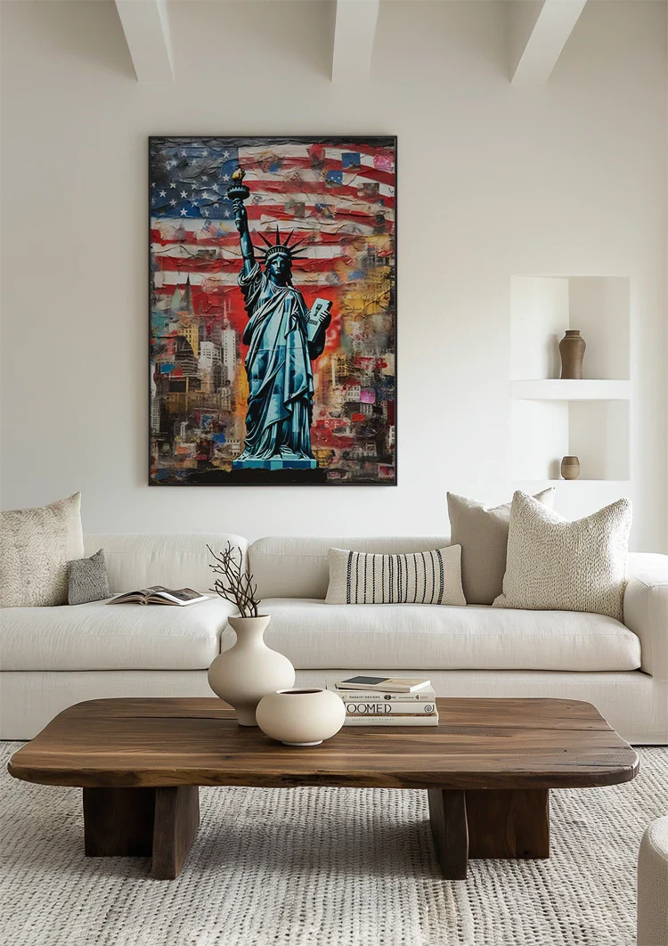 Statue of Liberty New York American Flag Pop Art Painting