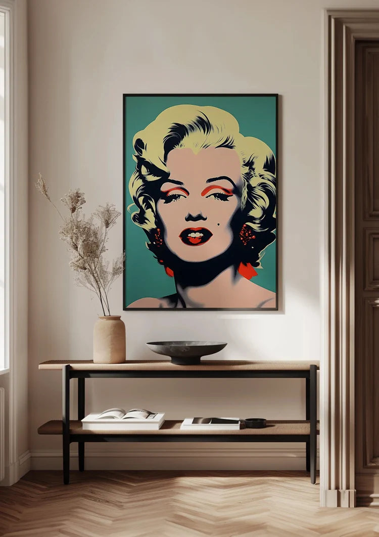 Marilyn Monroe Pop Art Portrait Red Turquoise Painting