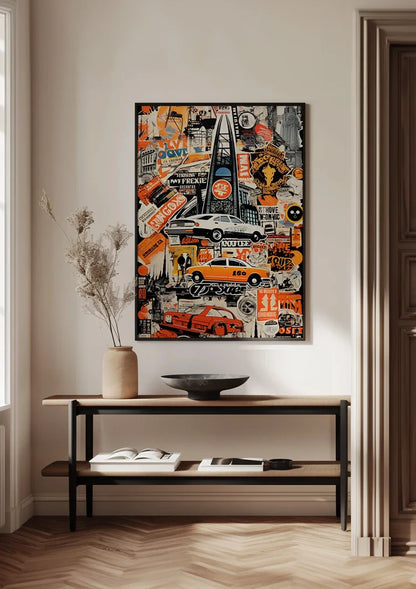 Urban Collage Taxi Car Pop Art Retro Painting