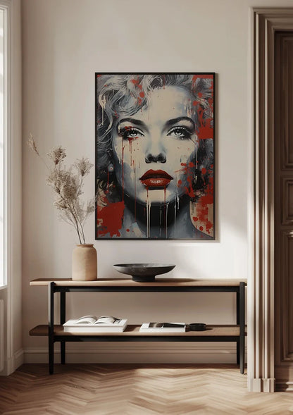 Frauenporträt Rote Lippen Graffiti Street Art Gemälde