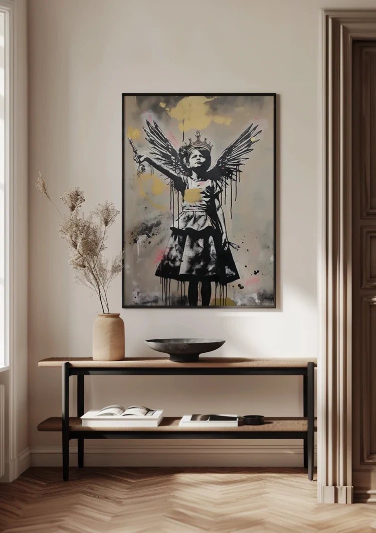 Meisje met Vleugels Kroon en Zwaard Schilderij