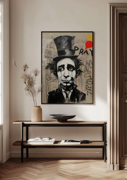 Melancholy Man with Top Hat Street Art Painting