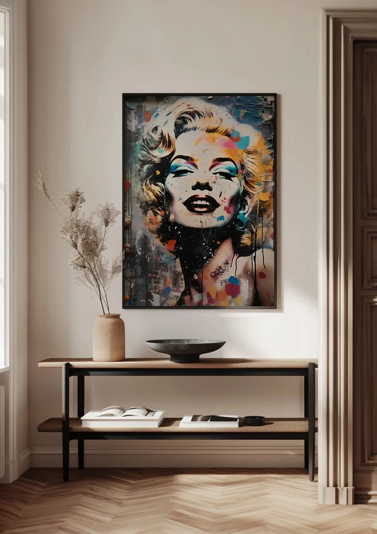 Marilyn Monroe Portrait with Colorful Paint Accents Painting