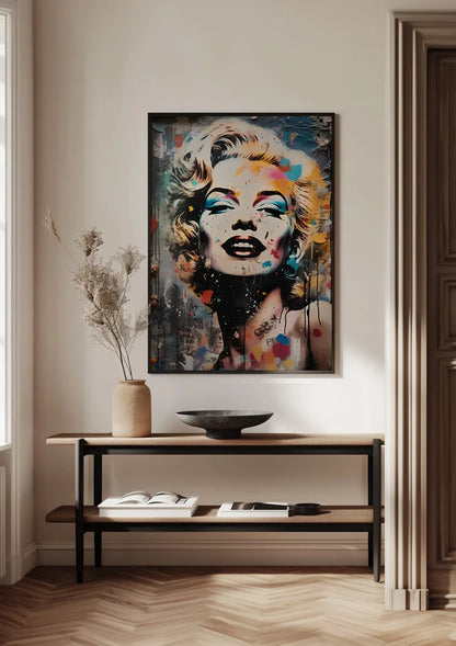 Marilyn Monroe Portrait with Colorful Paint Accents Painting