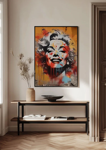 Marilyn Monroe Graffiti Portrait Orange Red Painting
