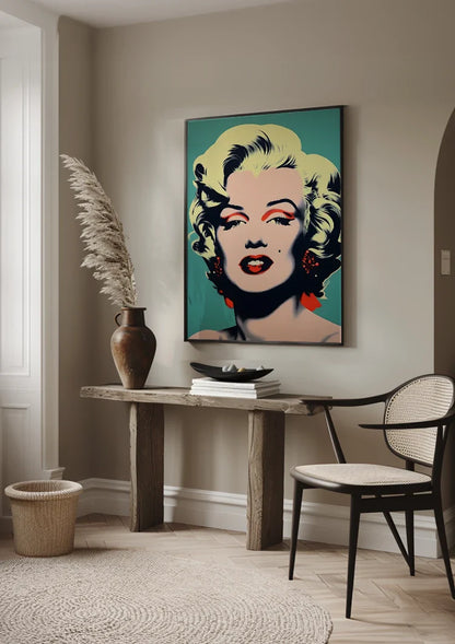 Marilyn Monroe Pop Art Portrait Red Turquoise Painting