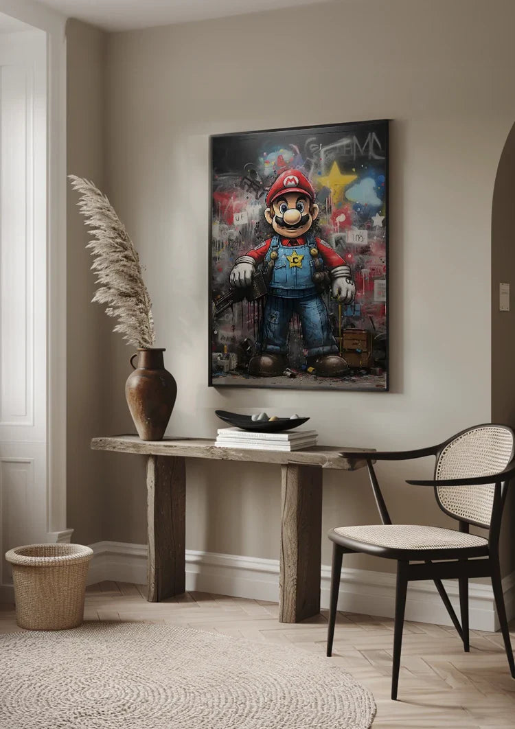 Super Mario Graffiti Street Art Portrait Painting