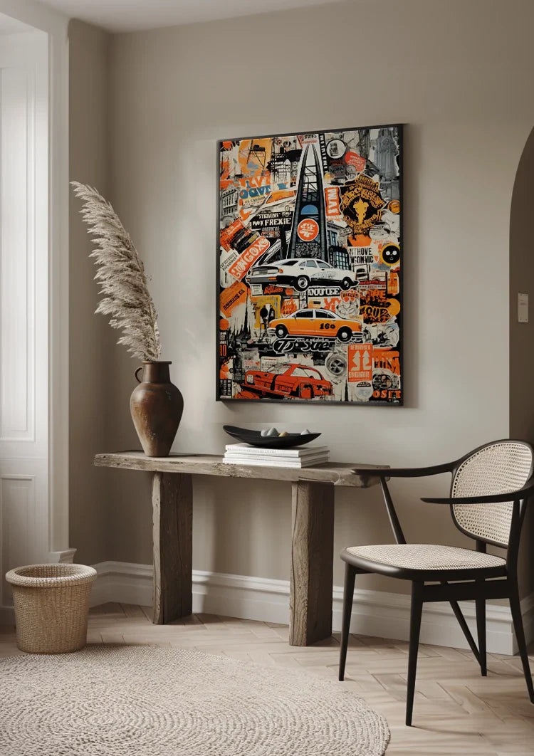 Urban Collage Taxi Car Pop Art Retro Painting