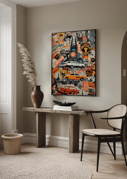 Urban Collage Taxi Car Pop Art Retro Painting