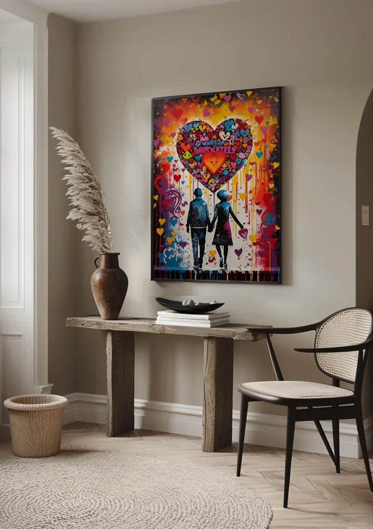Set Colorful Hearts Graffiti Street Love Pop Art Painting