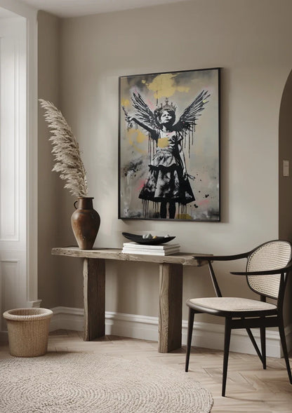 Meisje met Vleugels Kroon en Zwaard Schilderij