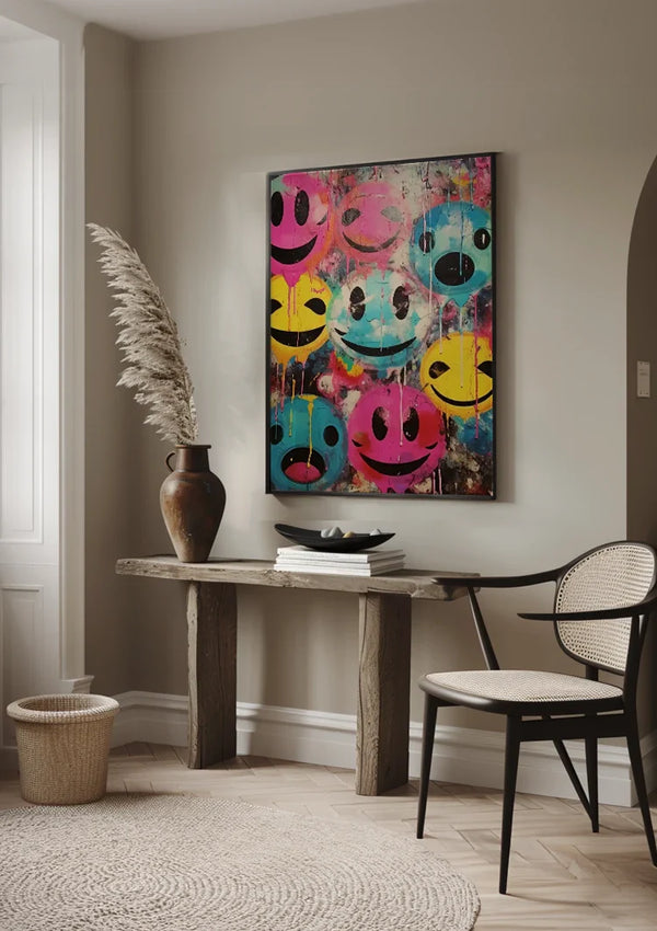 Colorful Graffiti Smiley Faces Painting