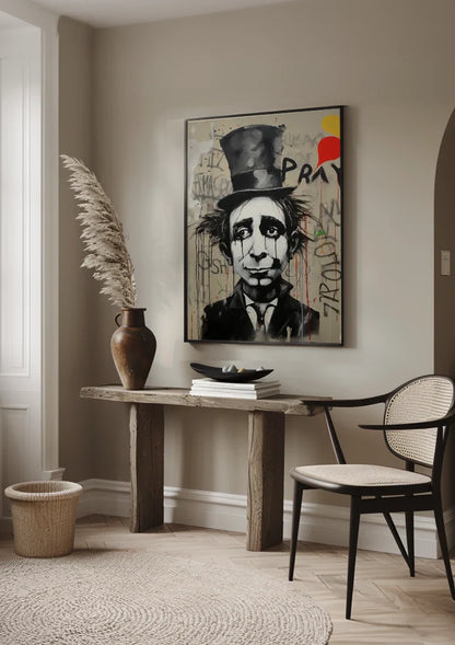 Melancholy Man with Top Hat Street Art Painting