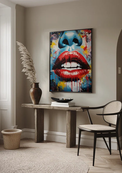 Close-up Red Lips Expressive Pop-Art Painting